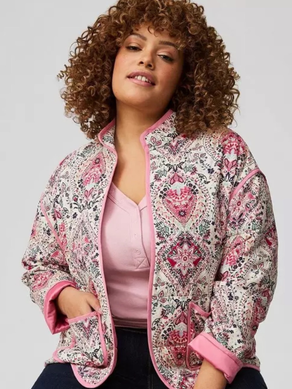 torrid Pink Paisley Quilted Jacket